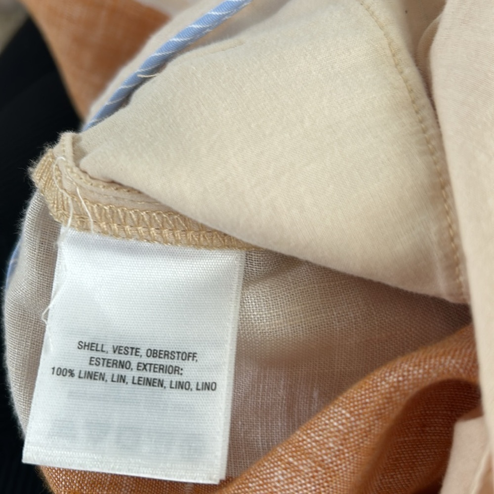 Ett:twa by Anthropologie orange stripe tie waist zip close 100% linen pants - Picture 14 of 16